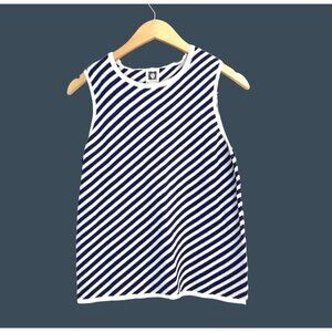 ANNE KLEIN- WOMEN'S WHITE/BLUE STRIPPED PULL OVER CREW NECK TOP SIZE SMALL- NWT